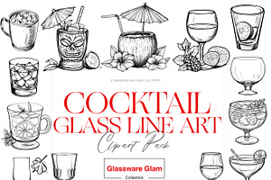 Cocktail Glass Line Art, Wine Glass, a Food Illustration by BrushstrokeArtGB