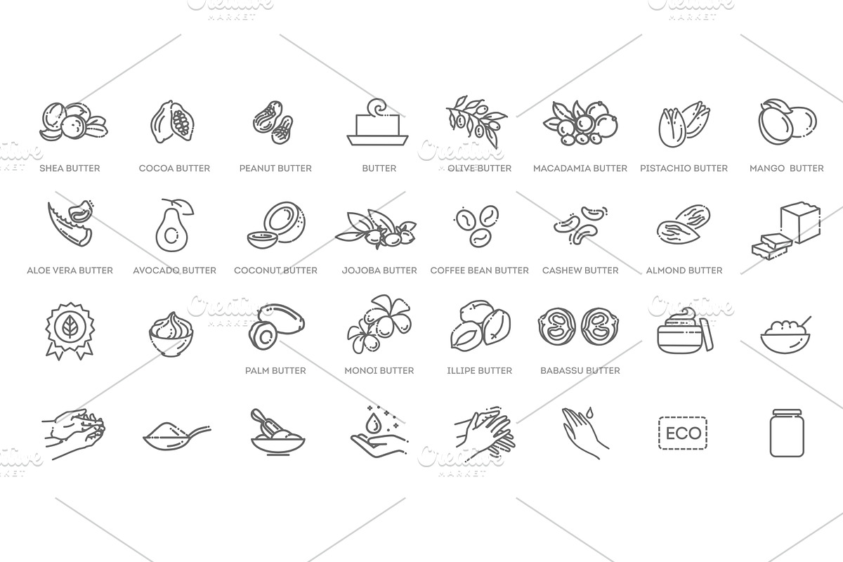 Cosmetic Butters icons, an Illustration by Tettygreen