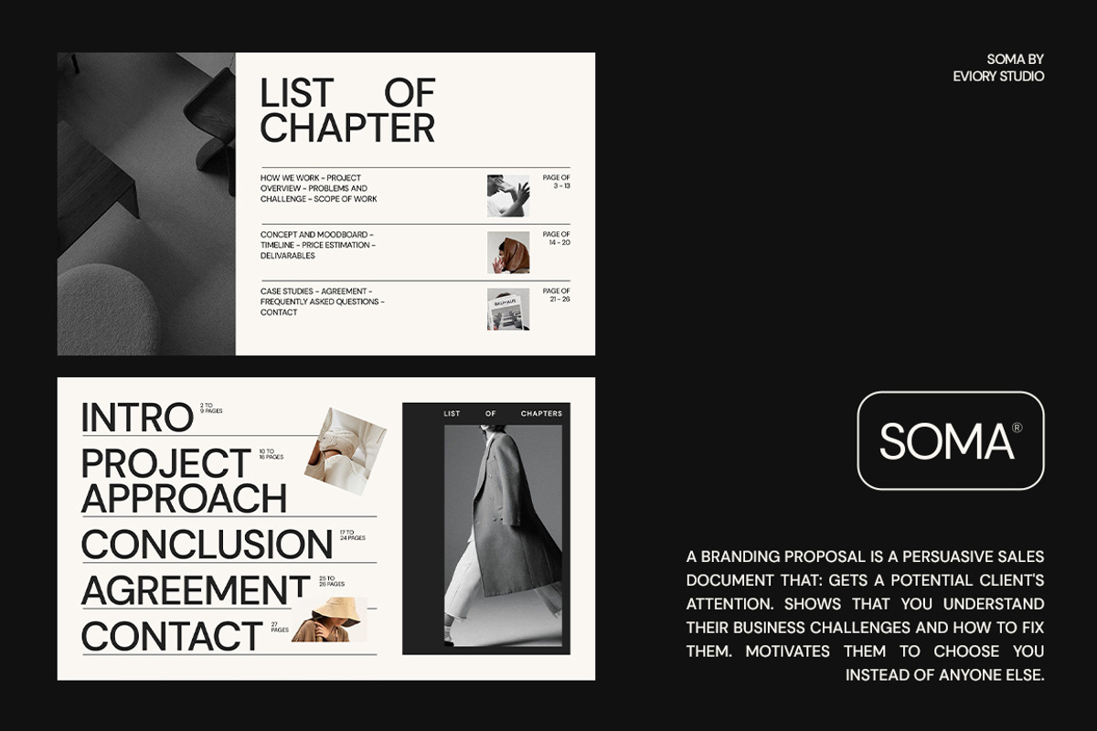 SOMA Brand Proposal CANVA PS, a Magazine Template by Eviory (Photo 2 of 11)