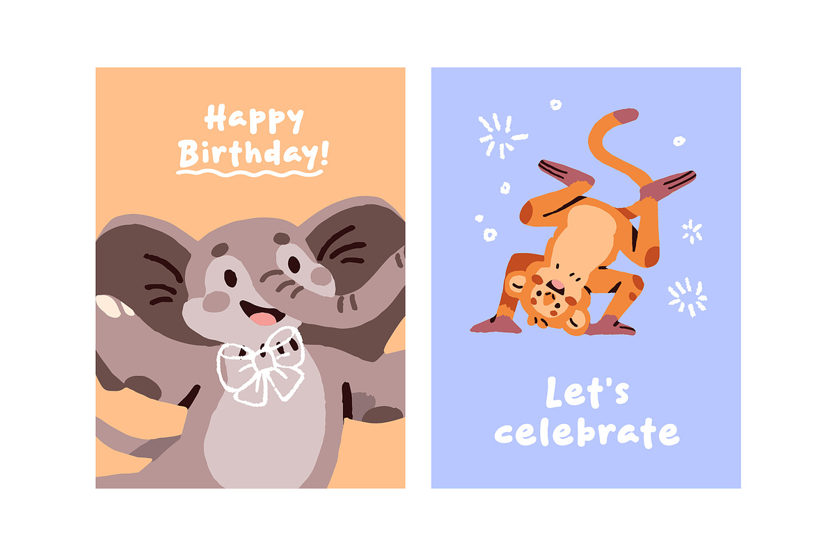 Funny animals dancing set, cards, an Animal Illustration by PaperTrident (Photo 10 of 13)