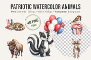Patriotic Watercolor Animals, an Illustration by Artnoy (Thumbnail 1 of 8)