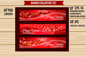 Three Red Valentine Banners