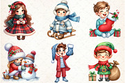 Watercolor Christmas Kids Clipart, an Illustration by Libby Wishes (Thumbnail 7 of 7)