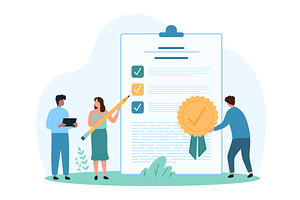 Document approval, assessment of, a Person Illustration by Flashvector