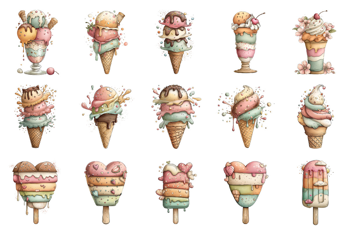 Summer Ice Cream Clipart, an Illustration by Design Market (Photo 3 of 5)