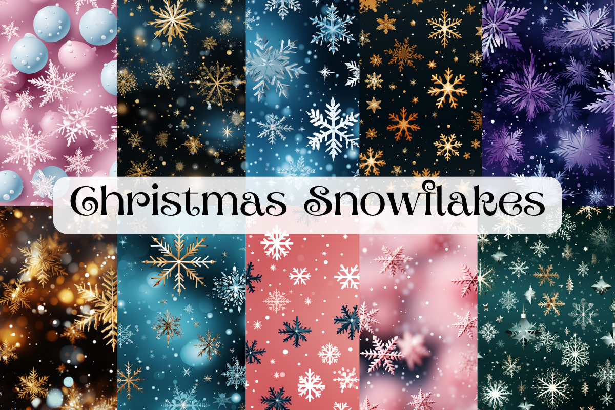 Christmas Snowflakes Seamless Paper, a Background Graphic by Agnesagraphic (ID 95) (Photo 1 of 8)