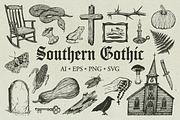 Southern Gothic Graphic Set, a Seasonal Illustration by Valerie (Thumbnail 1 of 8)