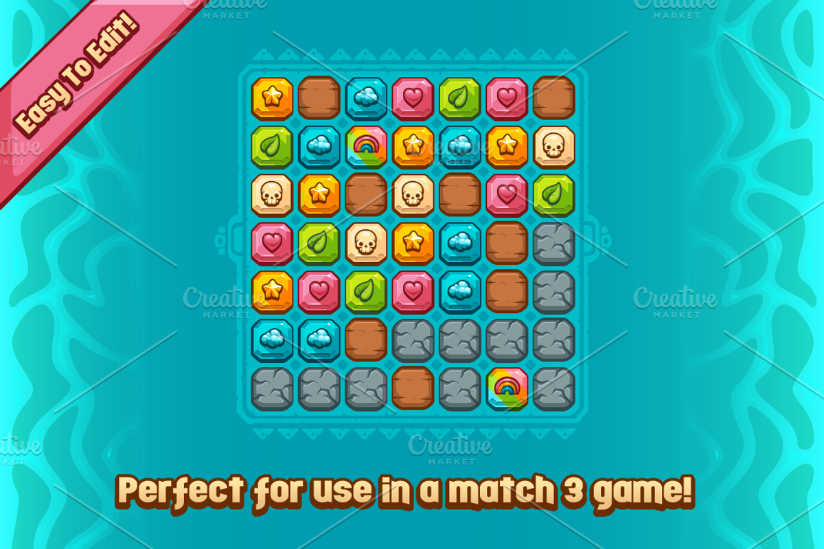 Match 3 Jewel Game Pieces Set, an Illustration by Vectricity Designs (Photo 2 of 2)