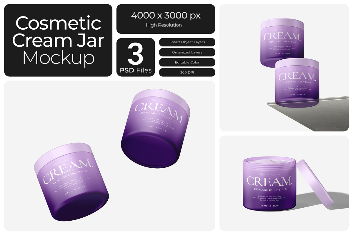 Cosmetic Cream Jar Mockup, a Packaging Mockup by Bartama Graphic (Photo 1 of 5)