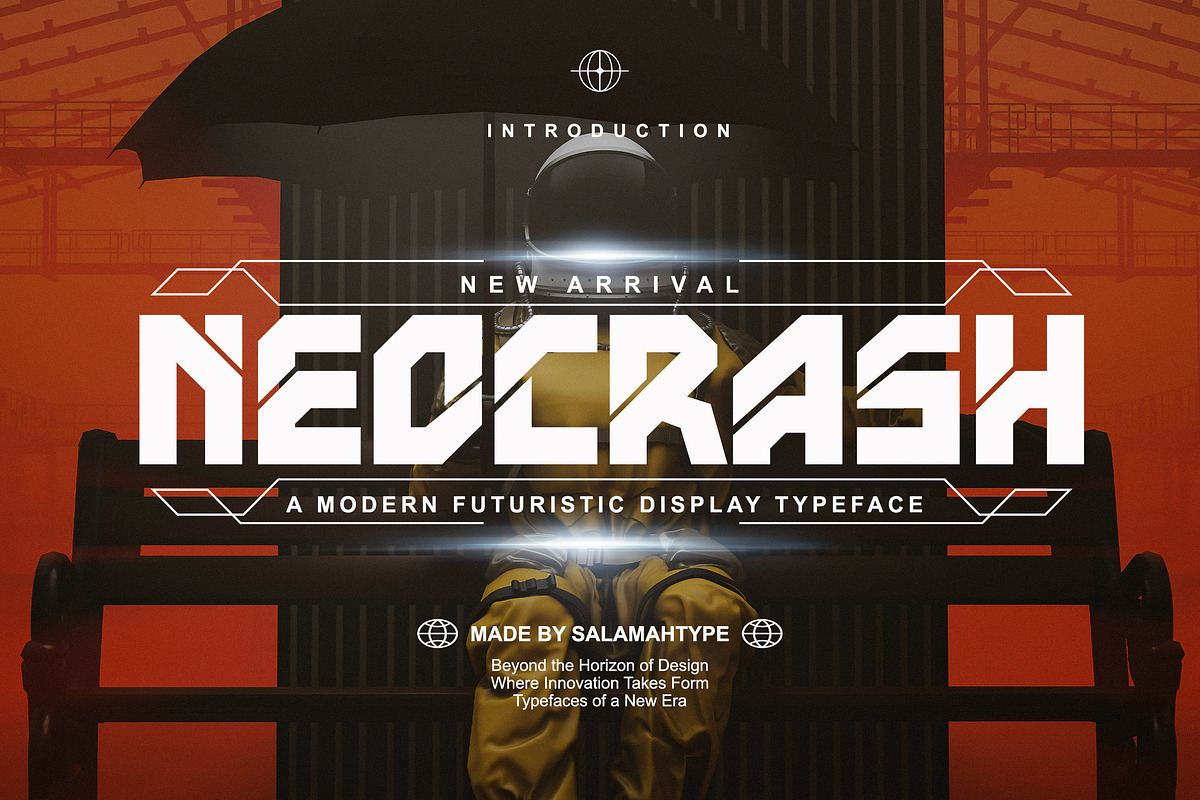 Neocrash - Cyberpunk Futuristic Font, a Sans Serif Font by Salamahtype (Photo 1 of 8)