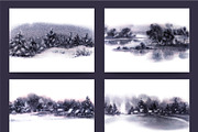 Watercolor Winter Landscapes Set, a Texture Illustration by Nuburu (Thumbnail 9 of 14)