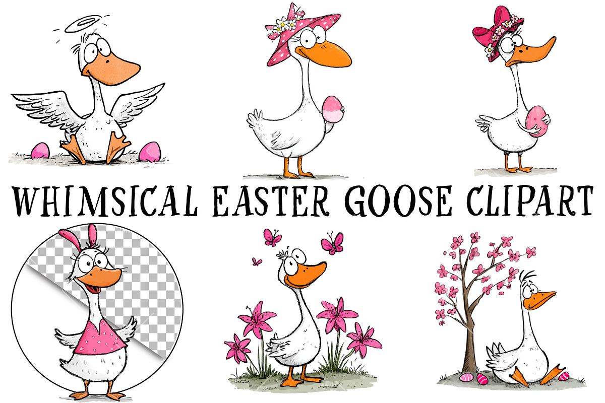 Whimsical Easter Goose Clipart, an Illustration by OK Design (Photo 2 of 6)