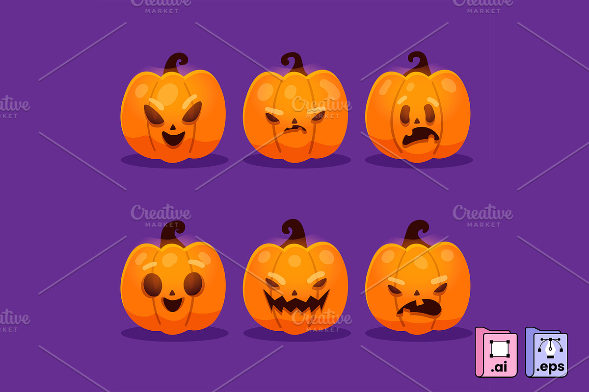 Halloween Pumpkin Head Collection, a Decorative Illustration by MISS CHATZ (Photo 2 of 3)