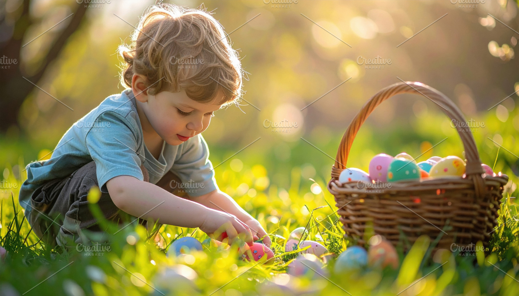 Little Boy Hunting Easter Eggs in Spring, a Sports & Recreation Photo by Davizro's Market