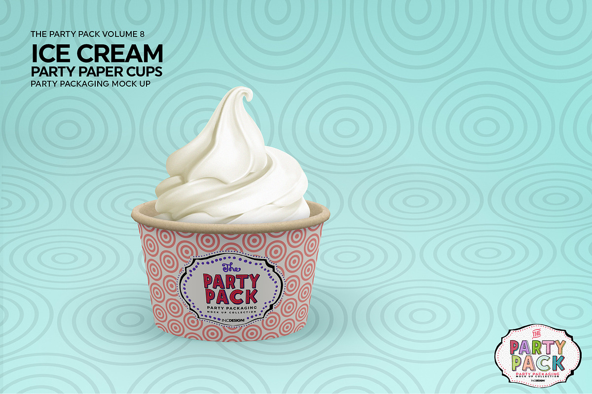Party Ice Cream Paper Cup Mockup, a Cups & Container Mockup by INCDesign (Photo 5 of 7)