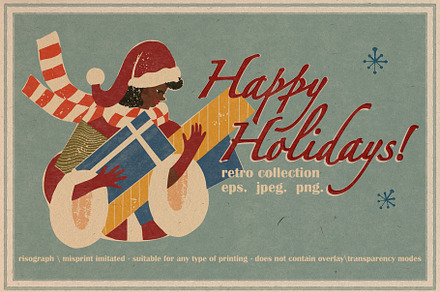 Happy Holidays set: retro edition