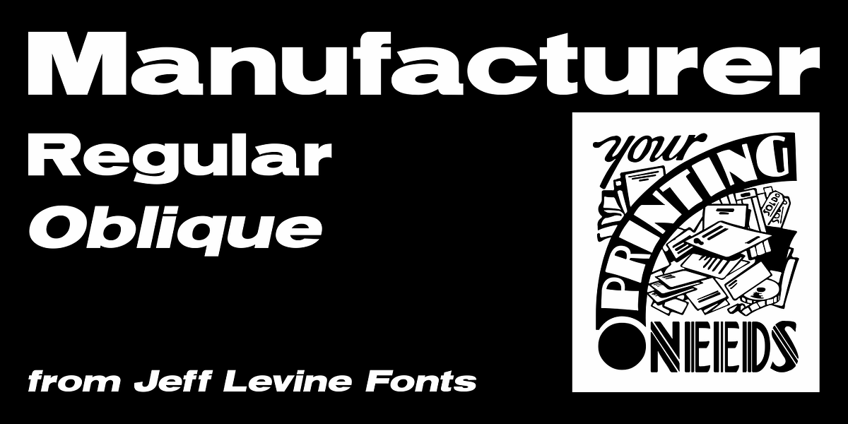 Manufacturer JNL, a Sans Serif Font by Jeff Levine Fonts (Photo 1 of 5)