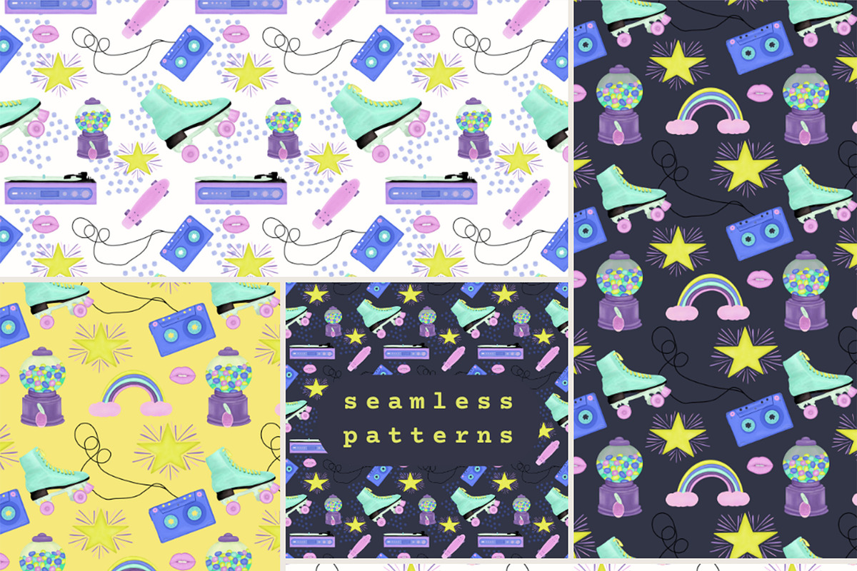 90s vintage set - patterns & clipart, a Texture Illustration by Visual Animal (Photo 2 of 3)