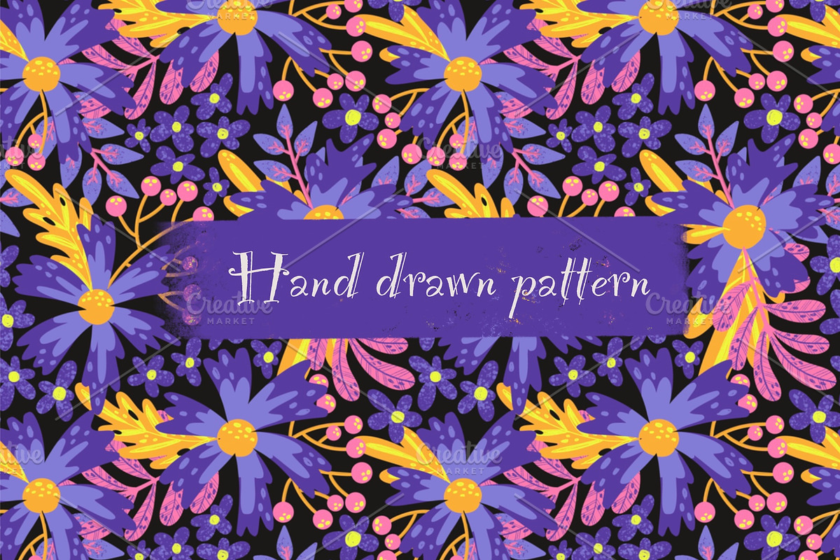 Flower mood seamless pattern, a Pattern Graphic by palllna (Photo 1 of 7)