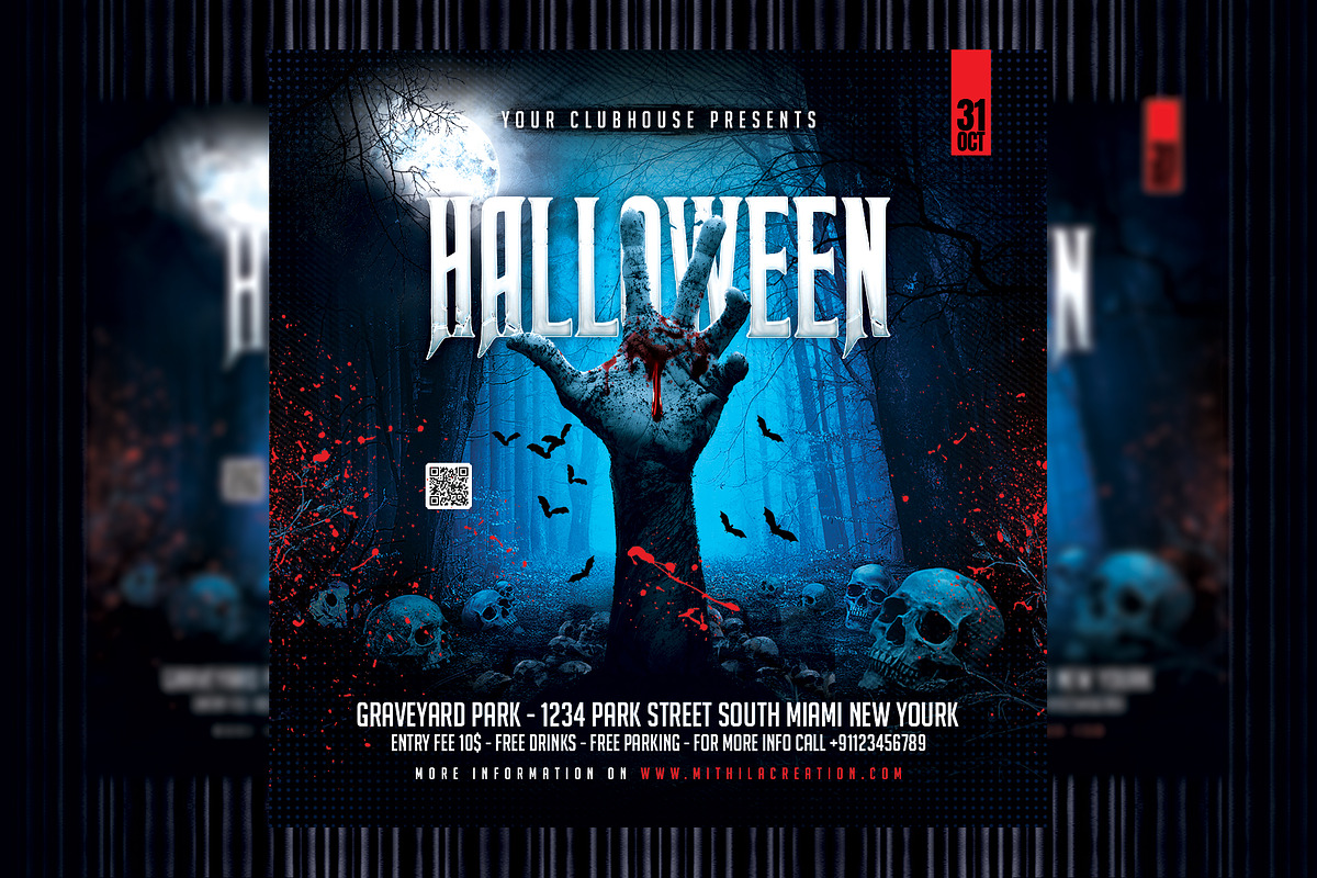 Halloween Flyer Template, a Templates & Theme by MithilaCreation (Photo 1 of 6)