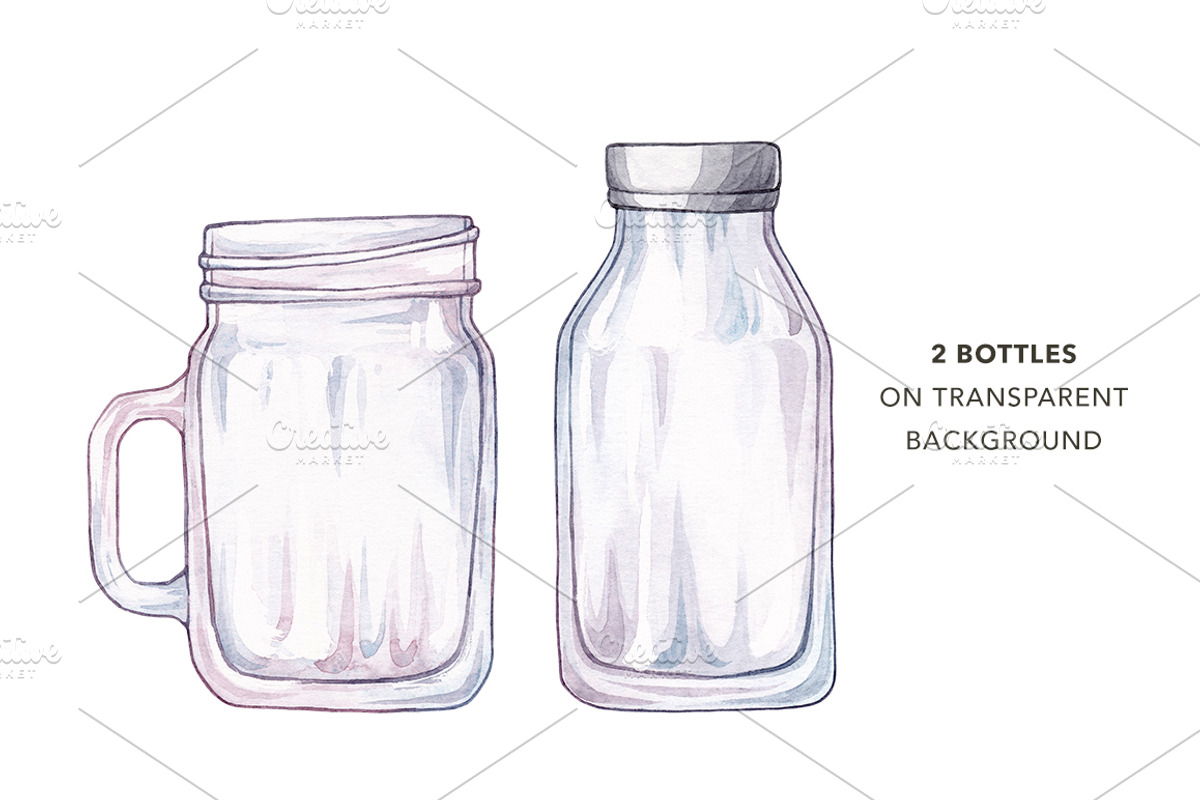 Detox Time. Watercolor Detox Bottle, an Illustration by Olga Olmix (Photo 3 of 6)