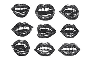 Different Mouth Icons Hand Drawn, an Object Illustration by LadadikArt