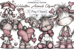 Valentine's Whimsical Animals Clipar, an Illustration by designcity5