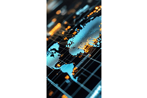World map display with digital data, a Technology Illustration by Lermont51