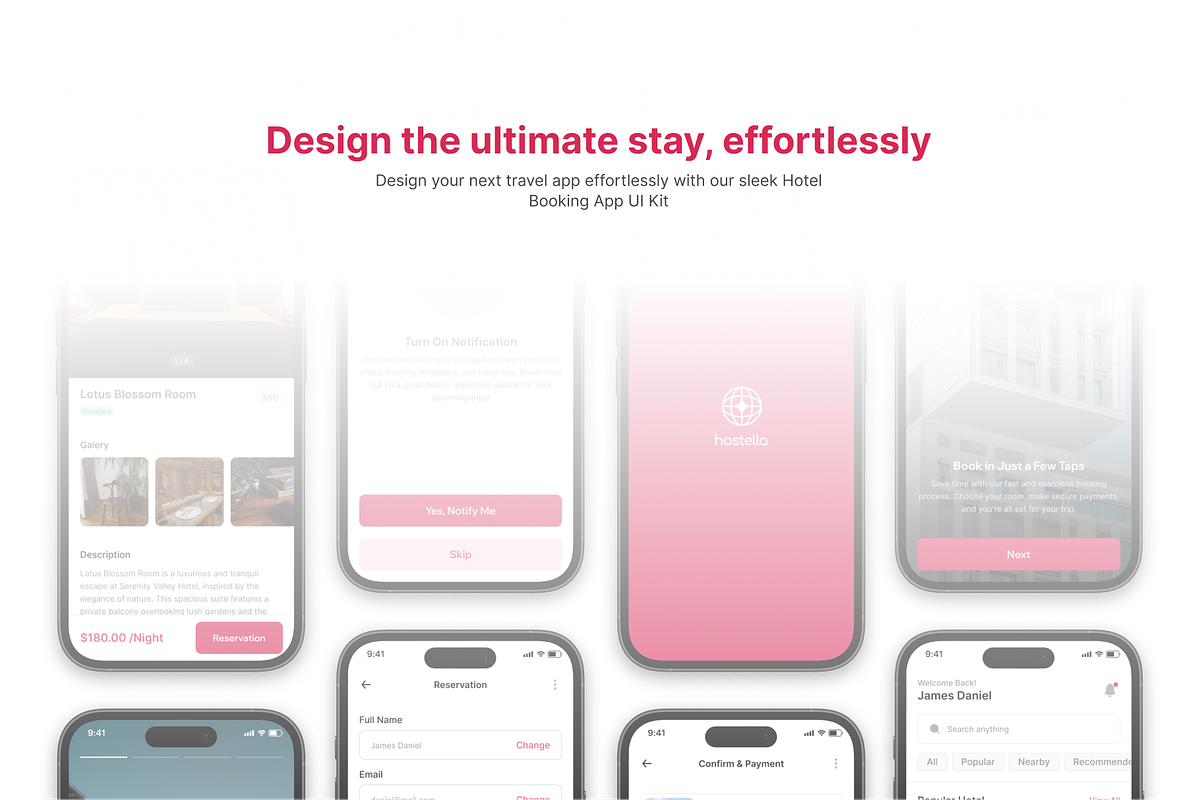 Hostella - Hotel Booking App UI Kit, an UI Kit Template by restiyathena (Photo 3 of 6)