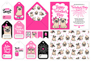 VALENTINE'S DAY vector set with pugs, an Illustration by Martyshova (Thumbnail 5 of 5)