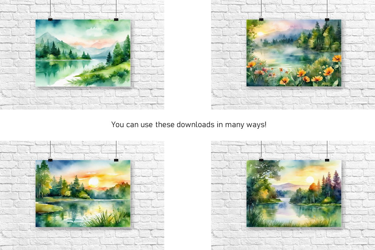 Watercolor Lake Landscapes Set 2, a Decorative Illustration by Kat's Artful Creations (Photo 2 of 10)