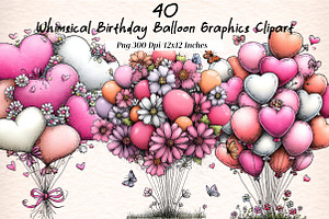 Whimsical Birthday Balloon Graphics, an Illustration by Digital Artistic99