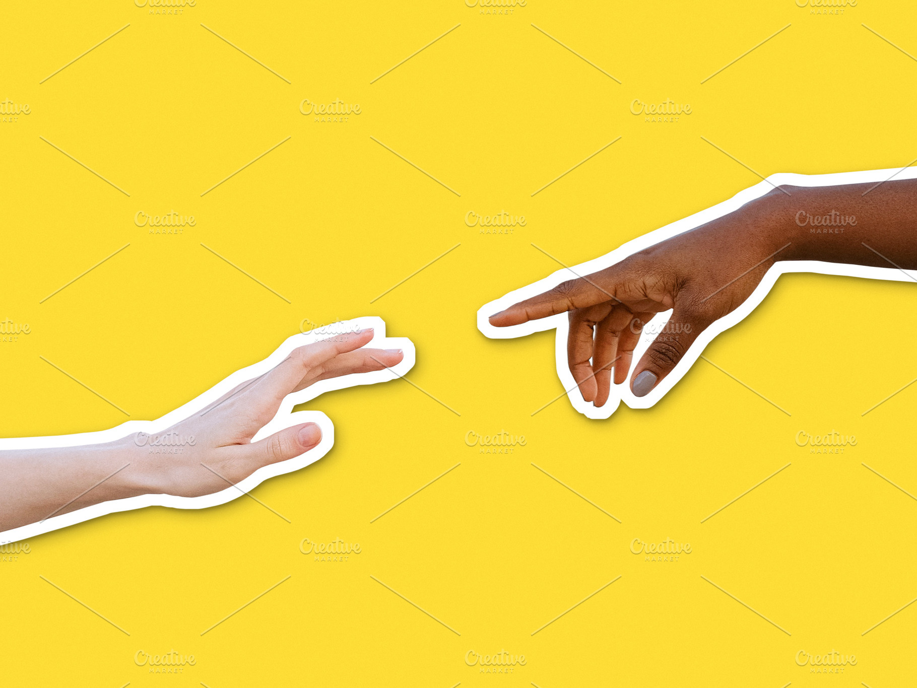 Black and white human hands touching, a Person Photo by BOOCYS