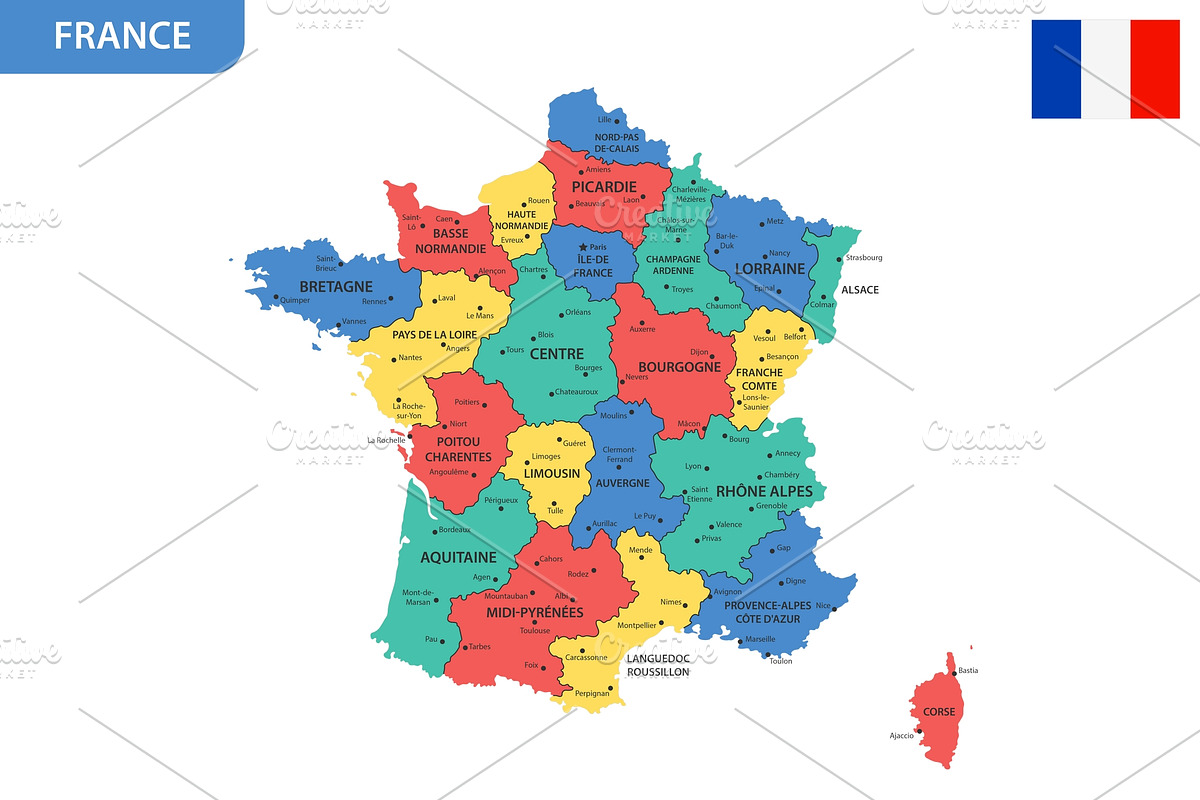 Detailed map of France, an Illustration by Vector Shop (Photo 2 of 5)