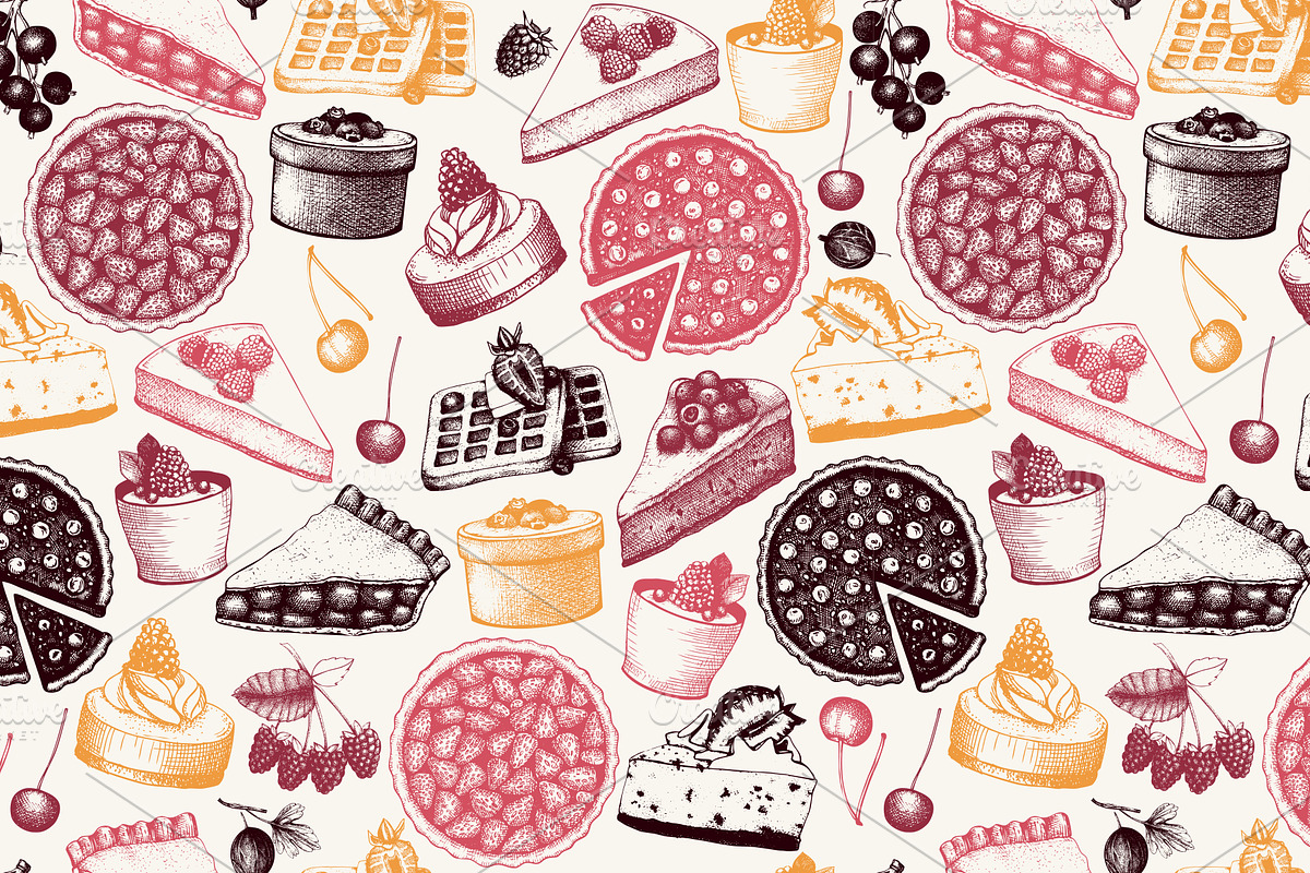 Fruit Cake & Berry Pie Collection, a Food Illustration by Yevheniia (Photo 6 of 8)