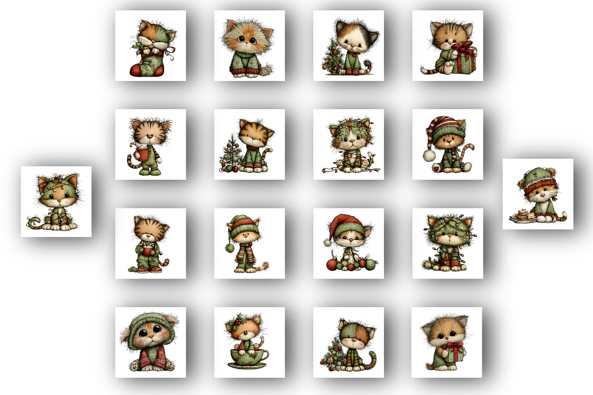 Whimsical christmas cat clipart, an Illustration by Designworld (Photo 3 of 6)