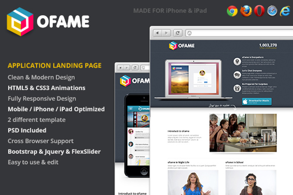 oFame Application Landing Page, a Landing Page Template by IQSIR (Photo 1 of 5)