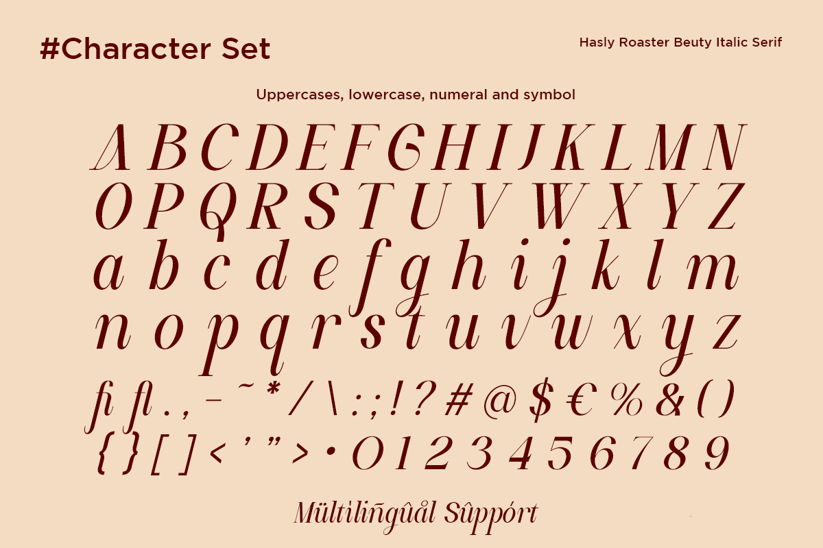 Hasly Roaster - Beauty Italic Font, a Serif Font by RagamKata (Photo 10 of 11)