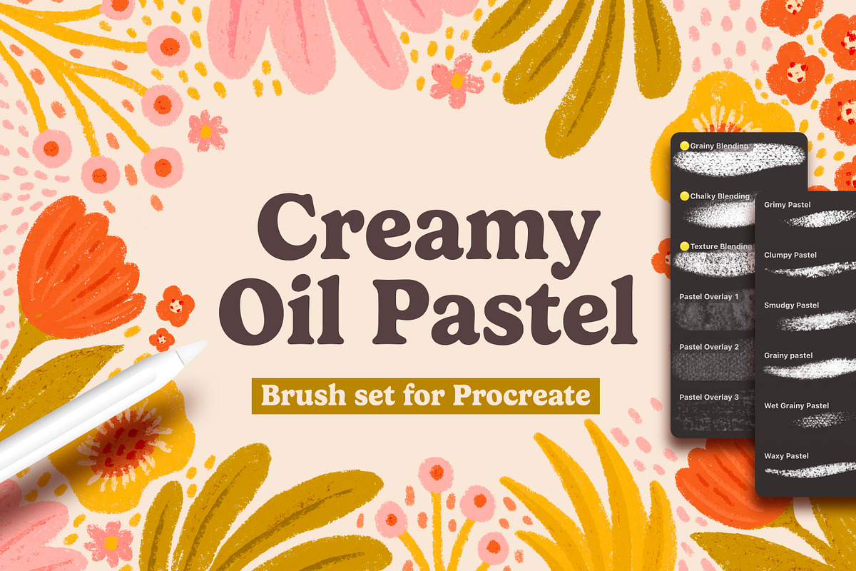 Creamy Oil Pastels For Procreate, a Brush Add-On by seamless team (Photo 1 of 5)