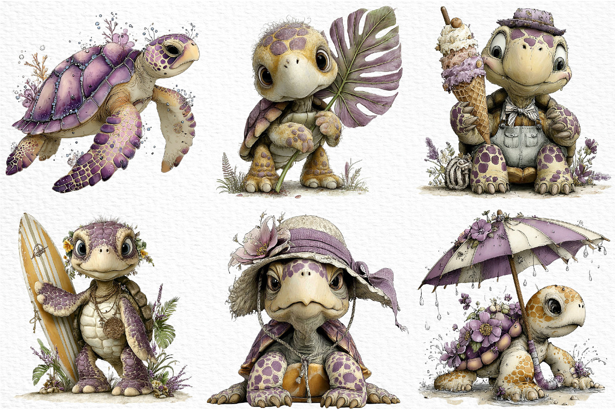 Summer Sea Turtle Clipart, an Illustration by Craft Nest (Photo 3 of 12)