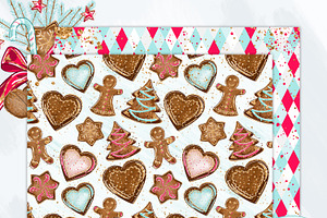 Christmas Gingerbread Digital Paper