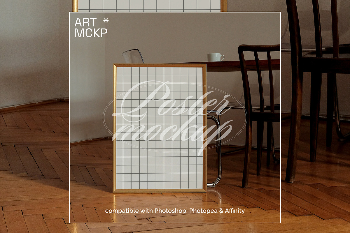 Large golden frame interior mockup, a Merchandise Mockup by MCKP*ME (Photo 3 of 3)