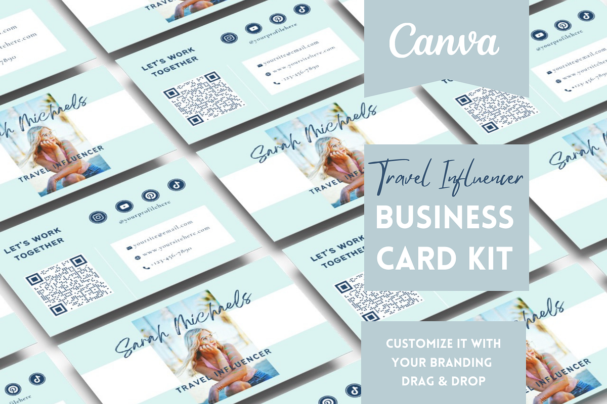 Travel Influencer Business Card Kit, a Business Card Template by Golden Horizons Studio (Photo 1 of 12)