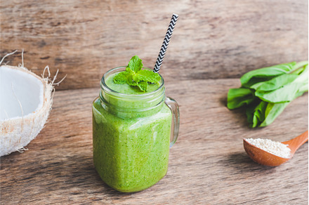 Mason jar mugs filled with green, a Food & Drink Photo by Elizaveta Galitskaya