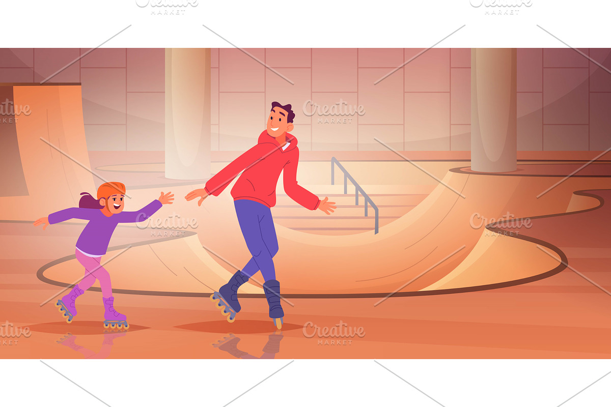 Roller skating park. Indoor sport, a Sport Illustration by Onyx
