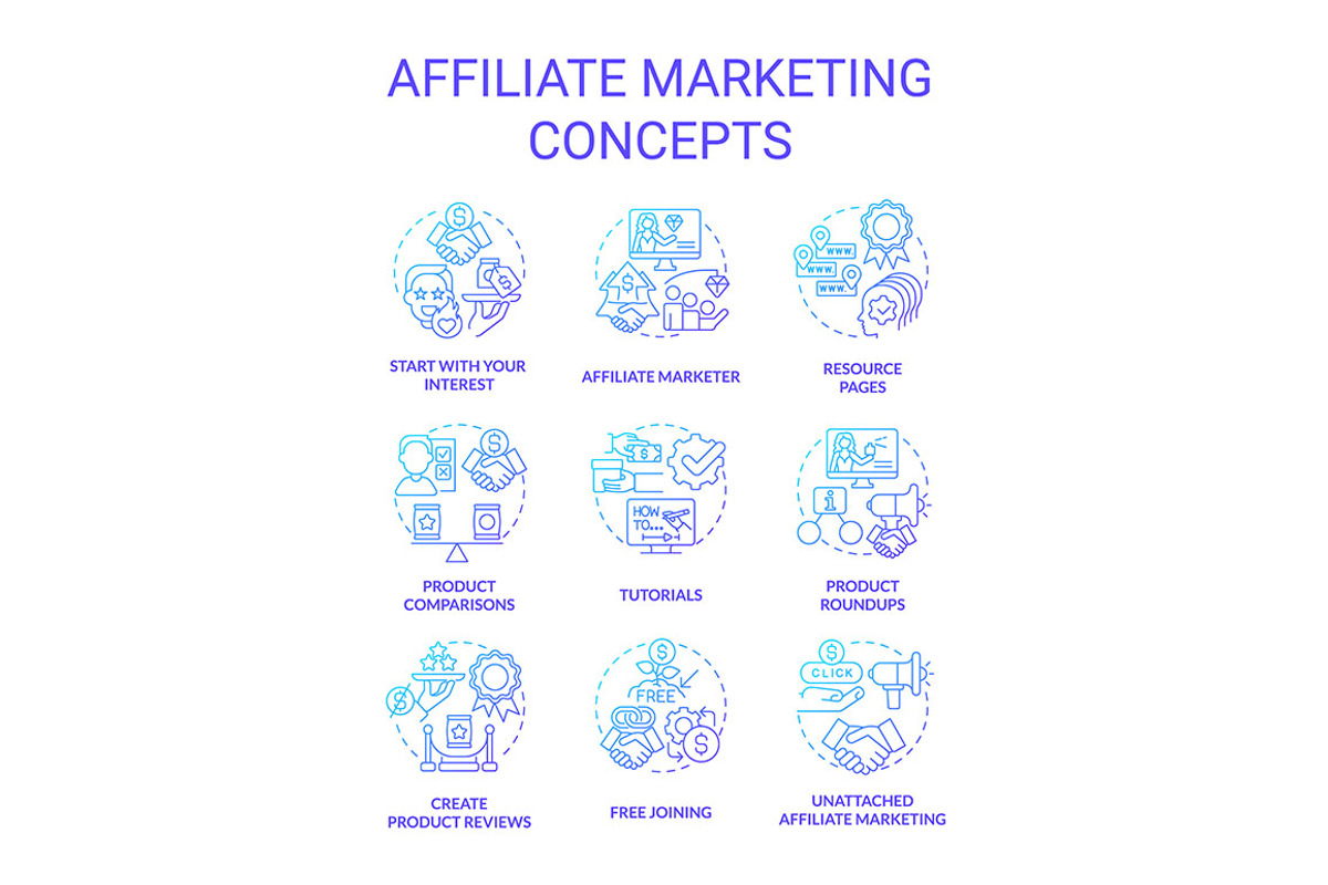 Affiliate marketing blue gradient, an Icon by IMG Visuals