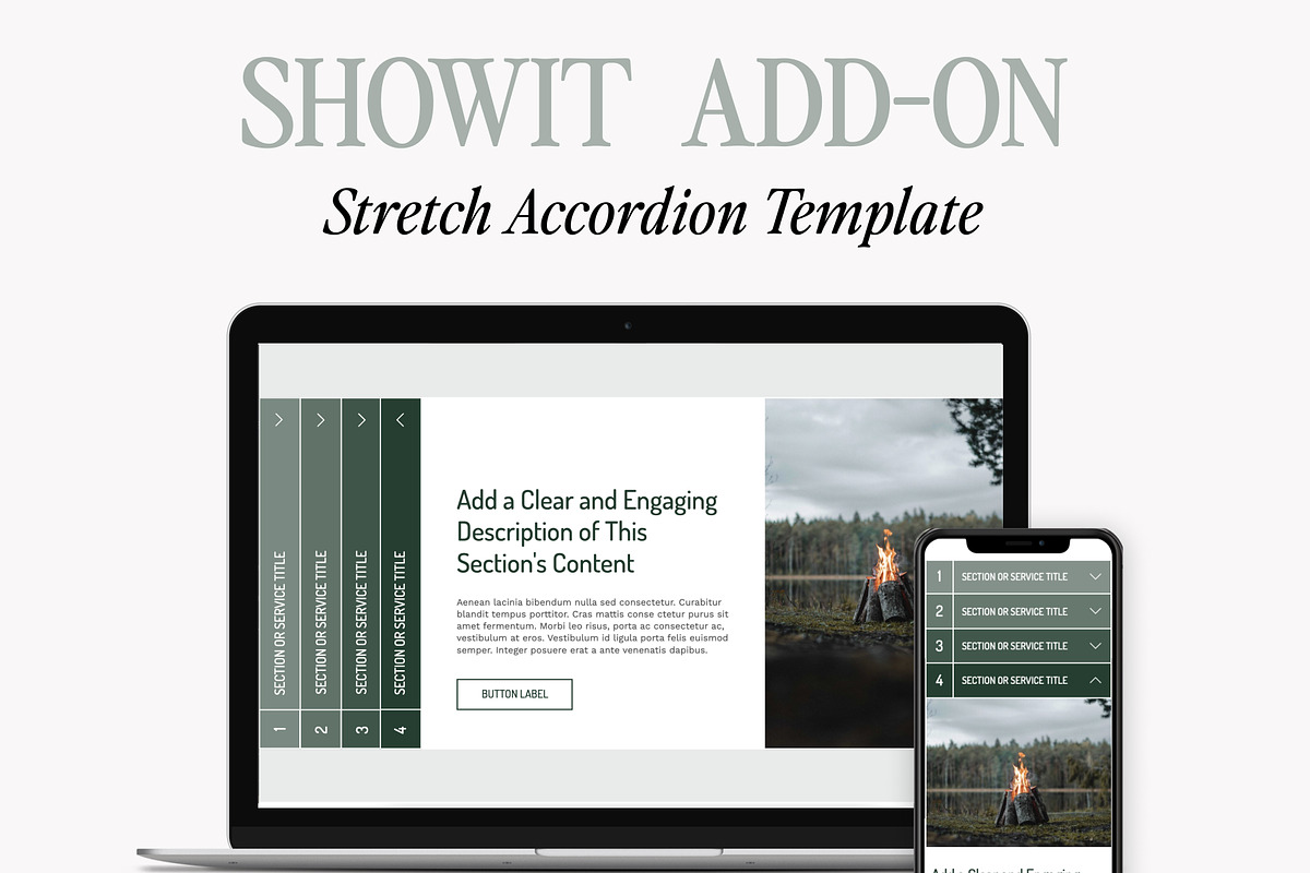 Stretch Accordion Showit Template, a Websites & App Template by Amanda Pena Design (Photo 2 of 6)