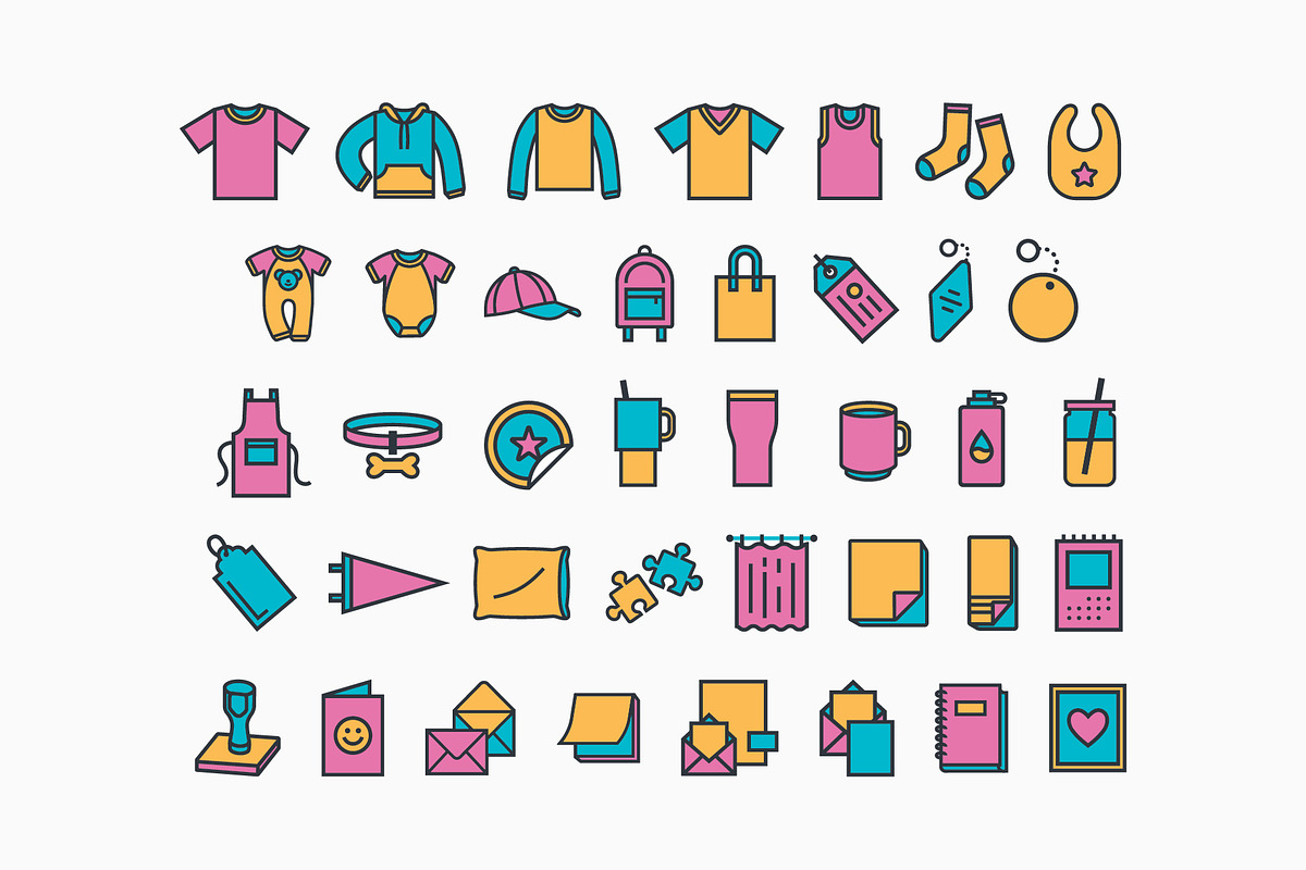 90's Print on Demand Product Icons, an Outline Icon by Sungy Side Up (Photo 4 of 9)