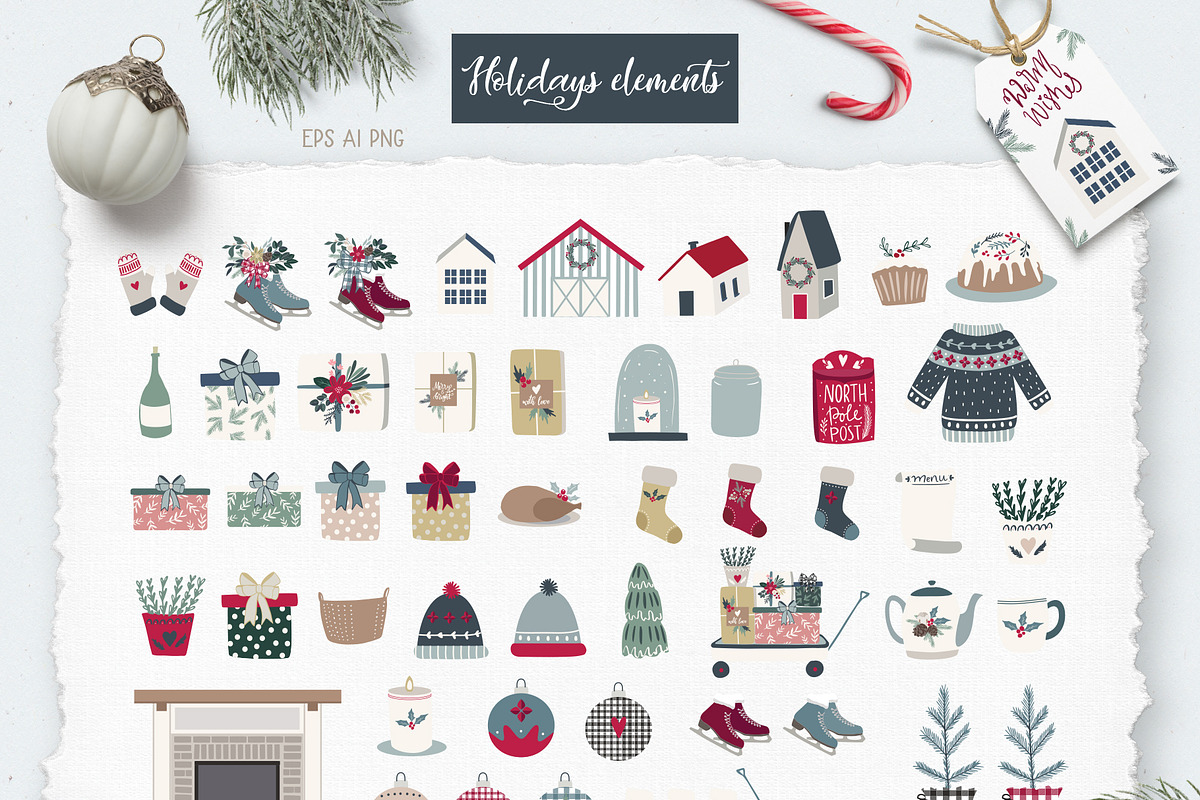 Farmhouse Christmas illustration, an Illustration by Cozy pattern shop (Photo 6 of 12)