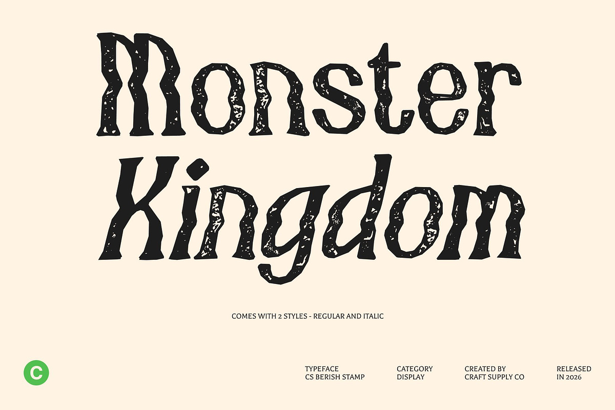 CS Berish Stamp, a Serif Font by Craft Supply Co. (Photo 3 of 8)